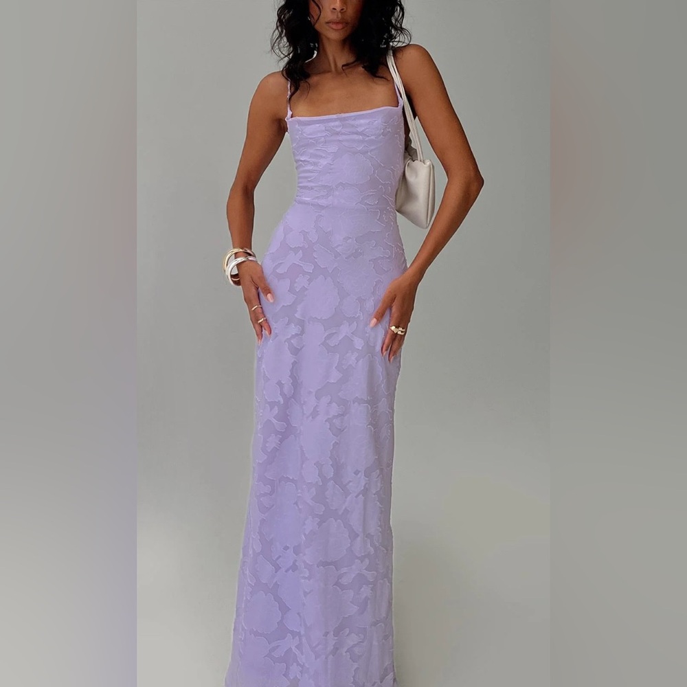 Brand New Princess Polly Celena Maxi Dress Lilac Burnout Size 4